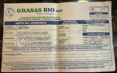 Ejemplo de certificado falso de recolección de ACU